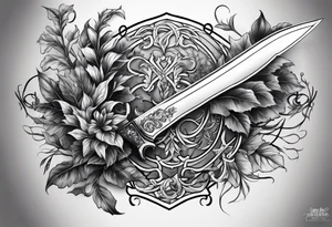 A Rapier blade down my spine with leafy vines surrounding the blade tattoo idea