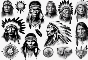 Native American face photorealism tattoo idea