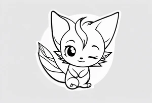 A fairy with a tail inspired by the logo of the show called Fairy Tail in a fetal position leaning in no additional ears or background tattoo idea