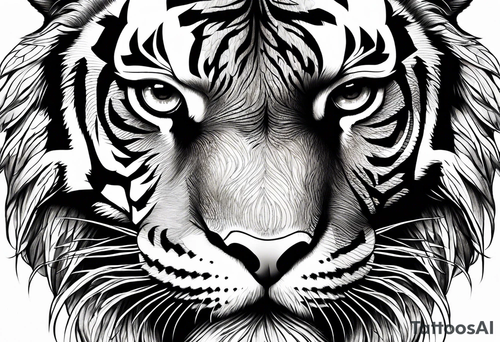Tiger with owl eyes tattoo idea