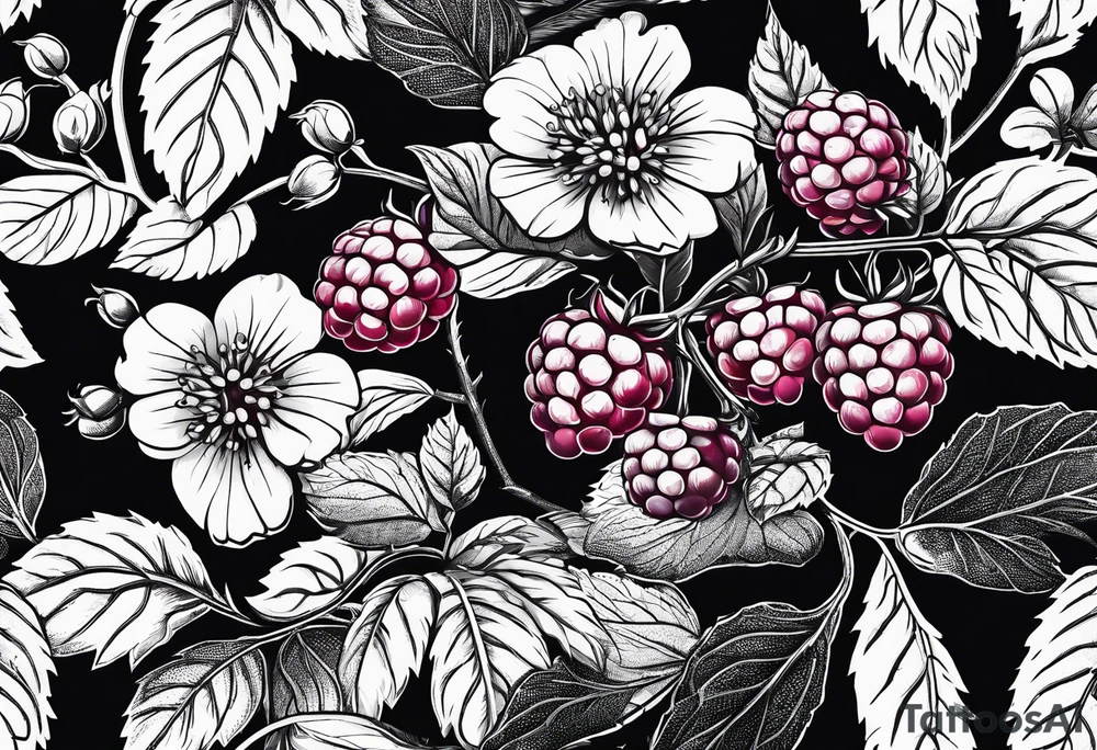 a minimalist raspberry bush tattoo idea