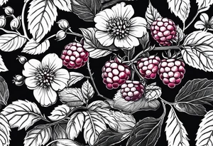 a minimalist raspberry bush tattoo idea