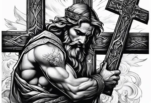 humble man carrying a cross tattoo idea