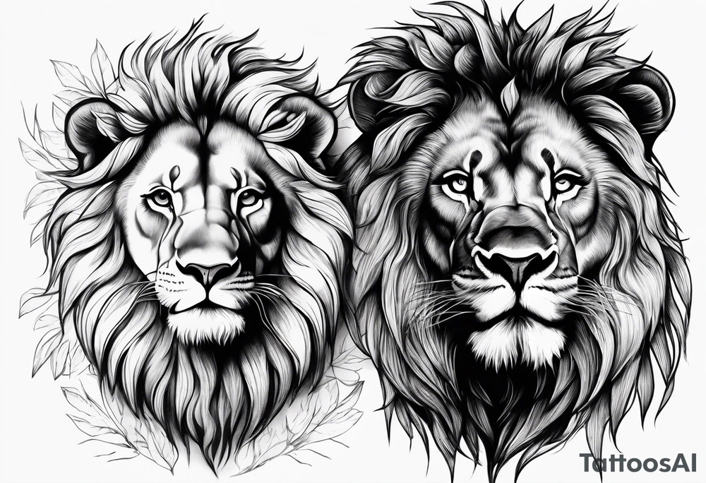 lion and lioness tattoo idea