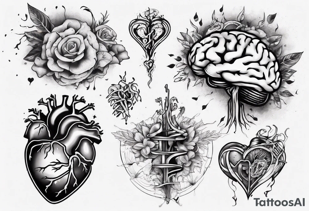 Converge human brain and human heart tattoo idea