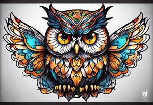 Owl with butterfly body tattoo idea