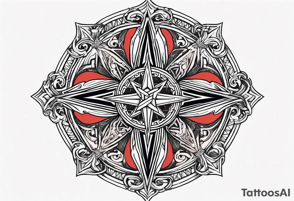 pentagram upsidedown cross tattoo idea