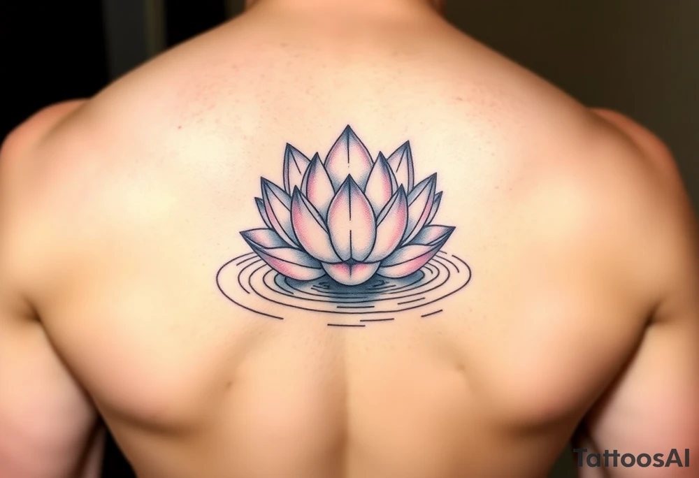 serene lotus flower emerging from sacred waters with ripples tattoo idea