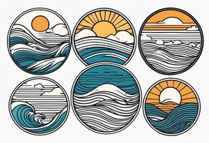 waves in ocean simple with in circle with sun
vintage design tattoo idea