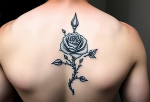 Upper arm tattoo of a rose thorn vine stabbed inside of the wrapped around forearm tattoo tattoo idea