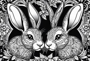 two opposite bunnies 
 american traditional tattoo idea