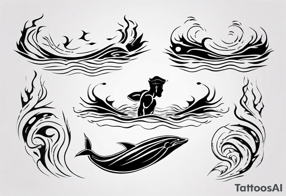 man swimming, no details tattoo idea