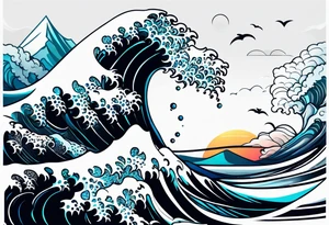 ocean, géométric, wave tattoo idea