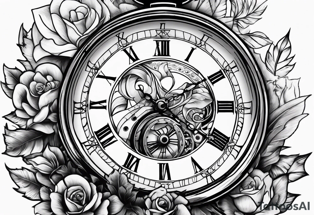 Pocket watch tattoo idea