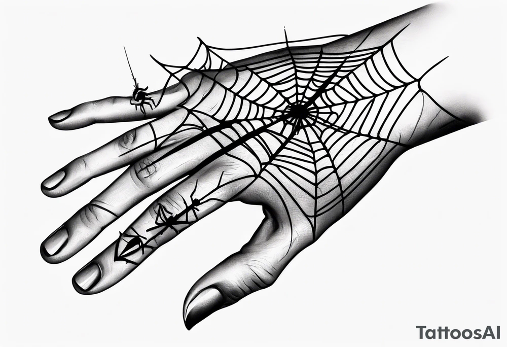 Skeleton hand with spider web tattoo idea