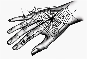 Skeleton hand with spider web tattoo idea