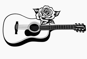 a rose with an acoustic guitar and a wrench tattoo idea