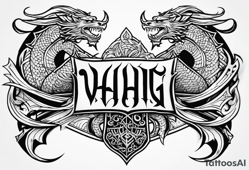 Viking valhalla sword shield dragon tattoo idea