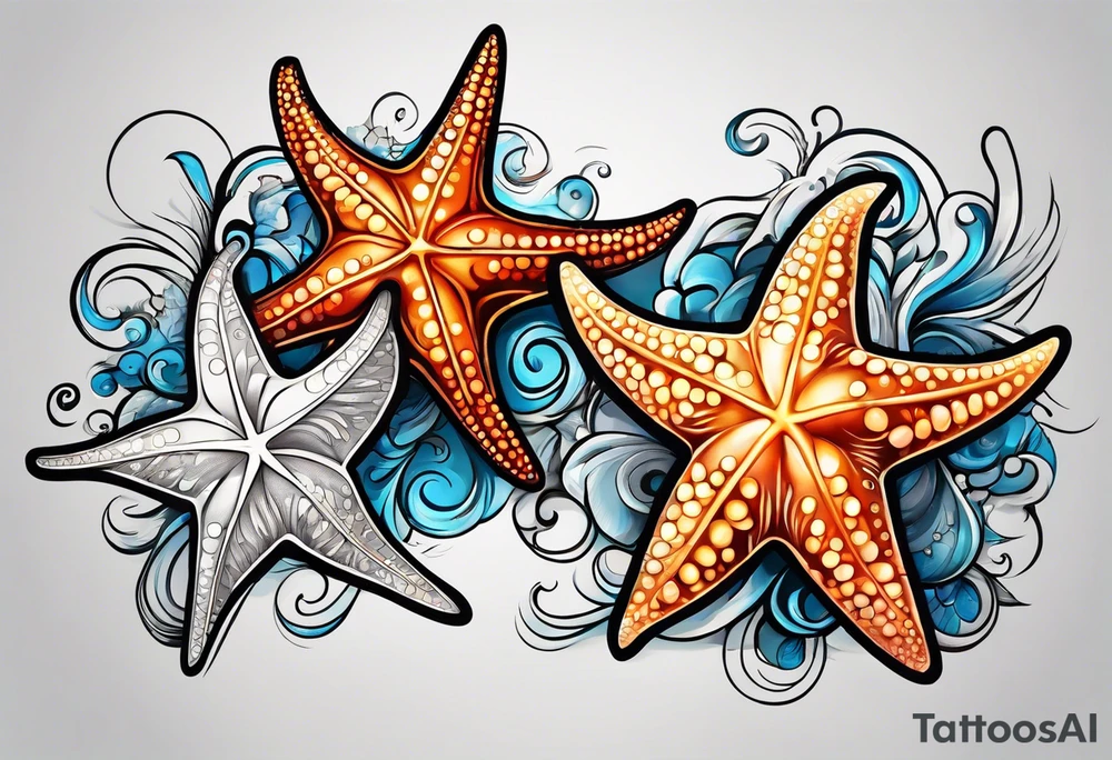 star fish of different shapes and sizes tattoo idea
