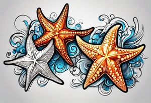 star fish of different shapes and sizes tattoo idea