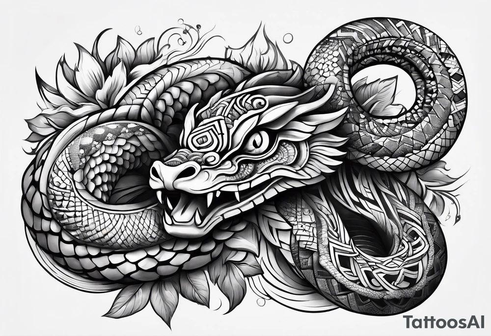 aztec snake sleeve tattoo idea