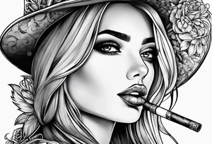 Girl smoking cigarette tattoo idea