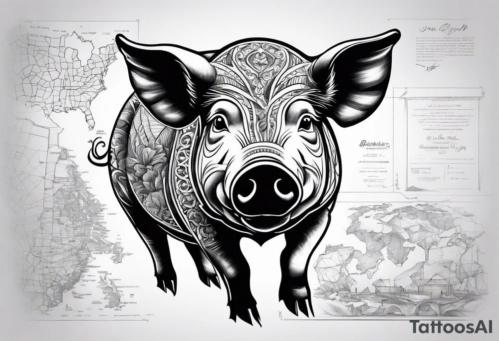 Butchers map of a pig tattoo idea