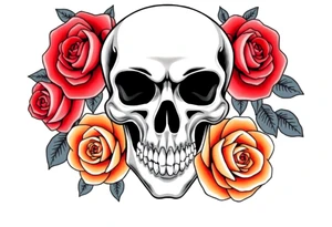 Skull with roses tattoo idea