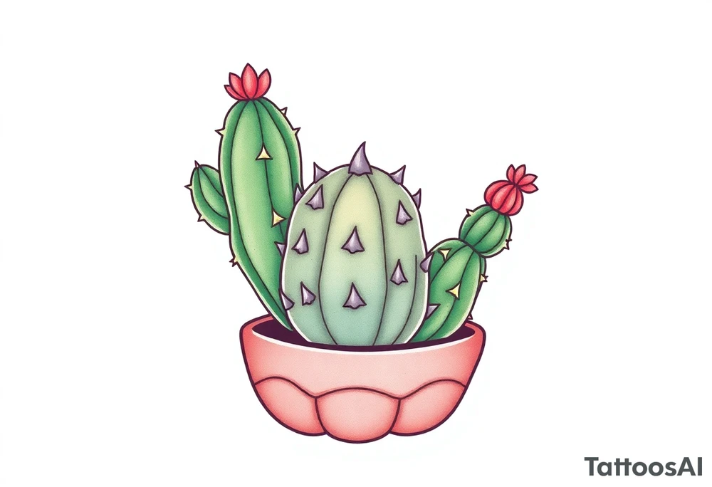 Cute cacti tattoo idea