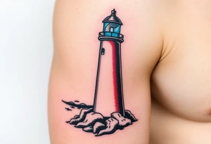 A Lighthouse with a Scripture (only red , blue and black are possible colors) tattoo idea