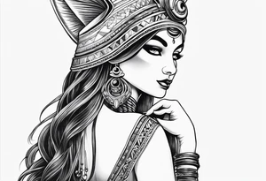 Sexy Bastet goddess walking tattoo idea