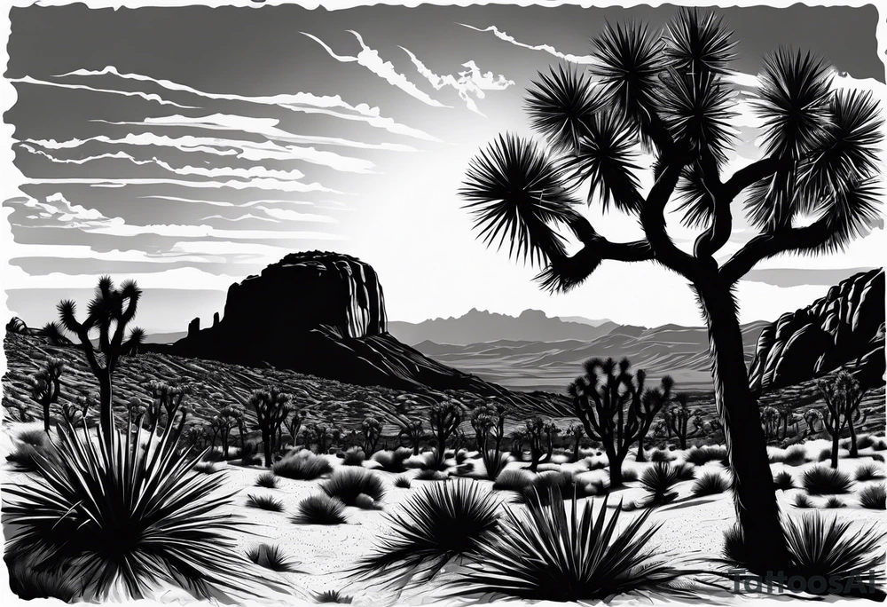 Joshua tree sunset tattoo idea