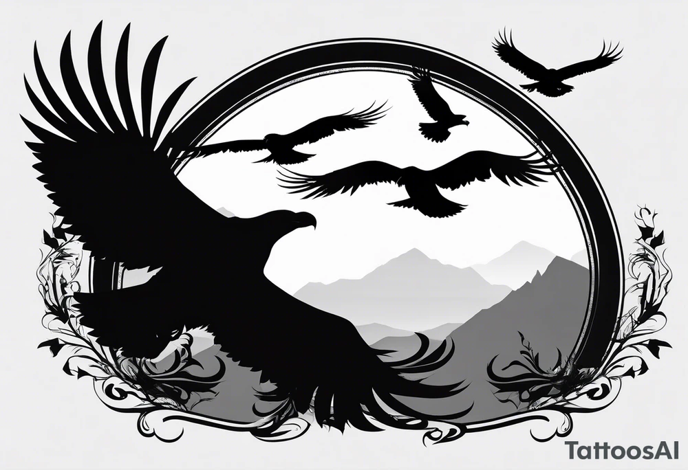 eagles in flight silhouette symbolizing Isaiah 40:31 tattoo idea