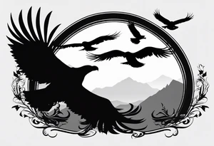 eagles in flight silhouette symbolizing Isaiah 40:31 tattoo idea