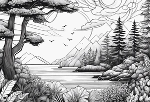 Ocean and forest tattoo idea