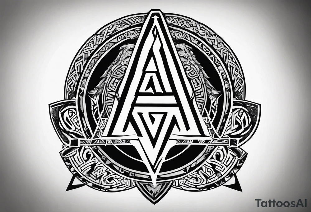 Valhalla shield sword valknut lion tattoo idea