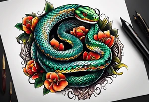 Snake turning into chain tattoo idea