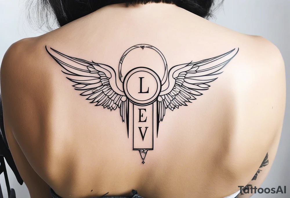 A tattoo with the letters “Lev livet mens du kan” with an angel tattoo idea