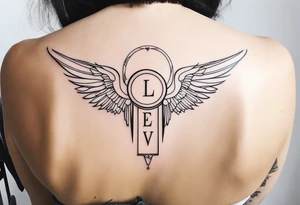 A tattoo with the letters “Lev livet mens du kan” with an angel tattoo idea