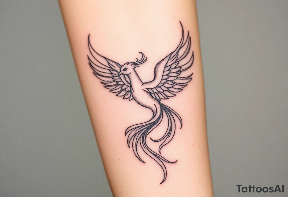 Phoenix with fire from ashes tattoo idea