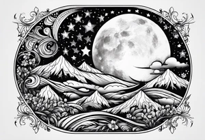 Moon and stars tattoo idea