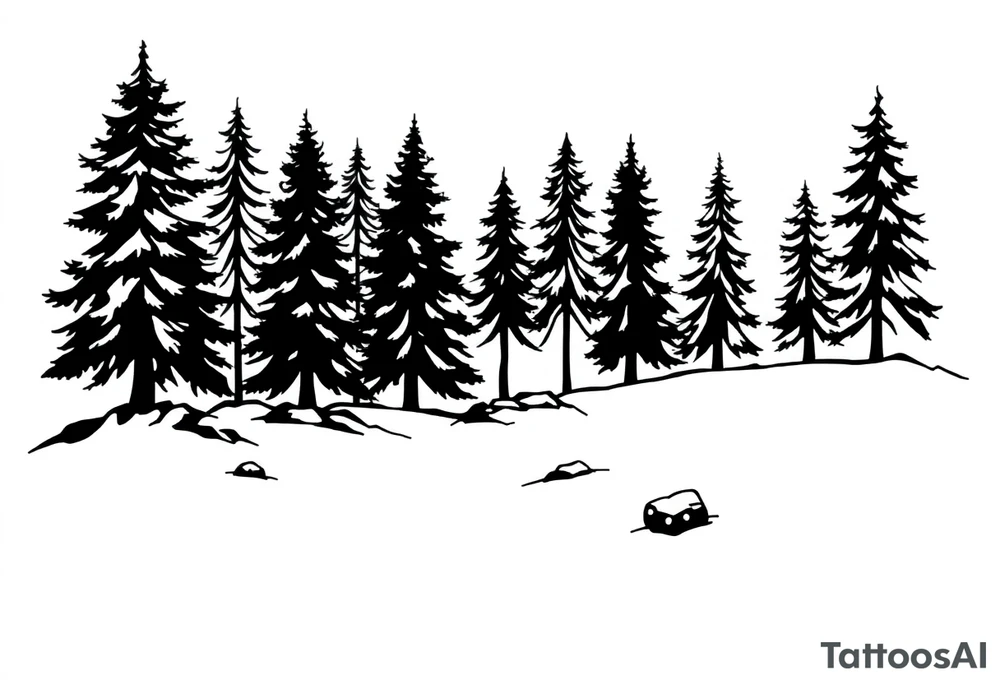 Coniferous forest the trees are black and gray tattoo idea Coniferous forest the trees are black and gray tattoo idea