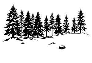 Coniferous forest the trees are black and gray tattoo idea