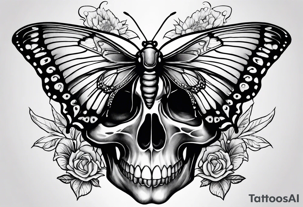 reincarnation, butterfly, skull tattoo idea