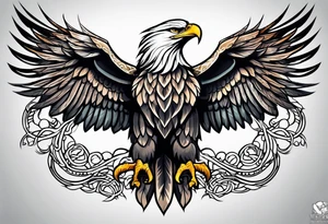 Knotted celtic Eagle with wings spread upwards tattoo idea