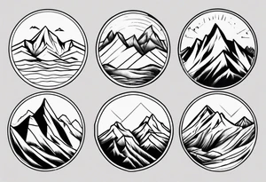 mountain range with four peaks line art. tattoo idea