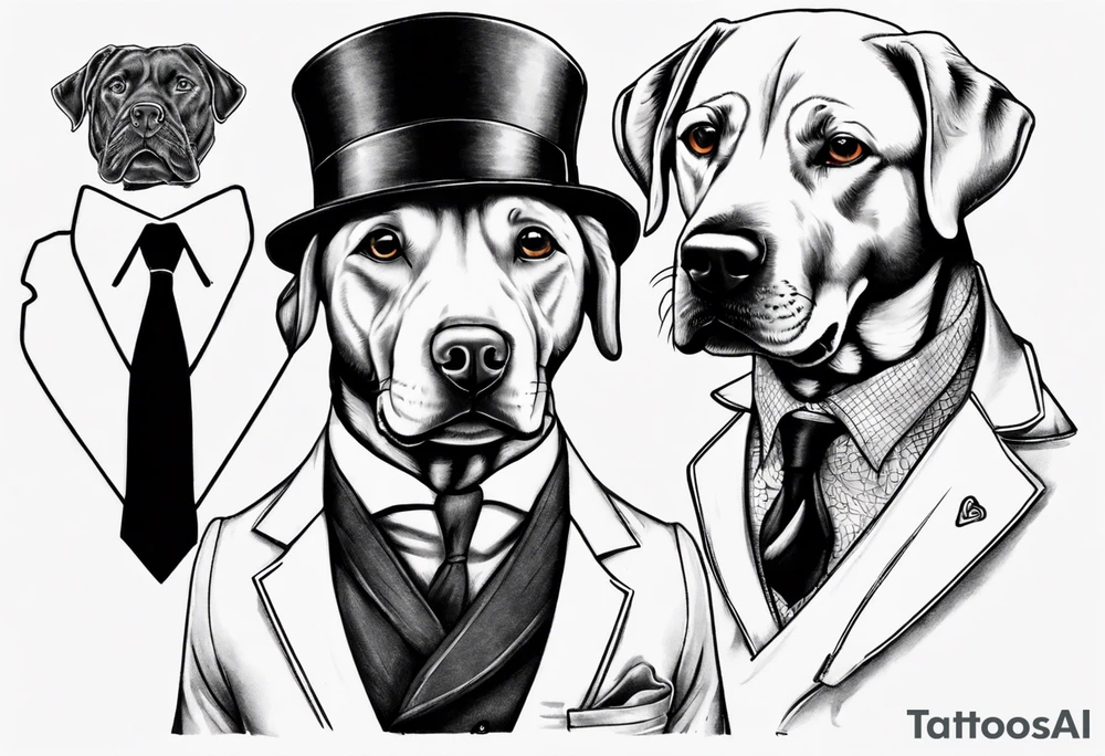 A labrador in a double breasted suit tattoo idea