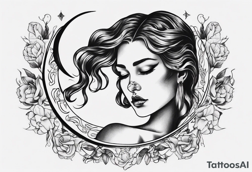crescent moon with womans face masculine tattoo tattoo idea crescent moon with womans face masculine tattoo tattoo idea