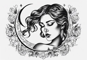crescent moon with womans face masculine tattoo tattoo idea