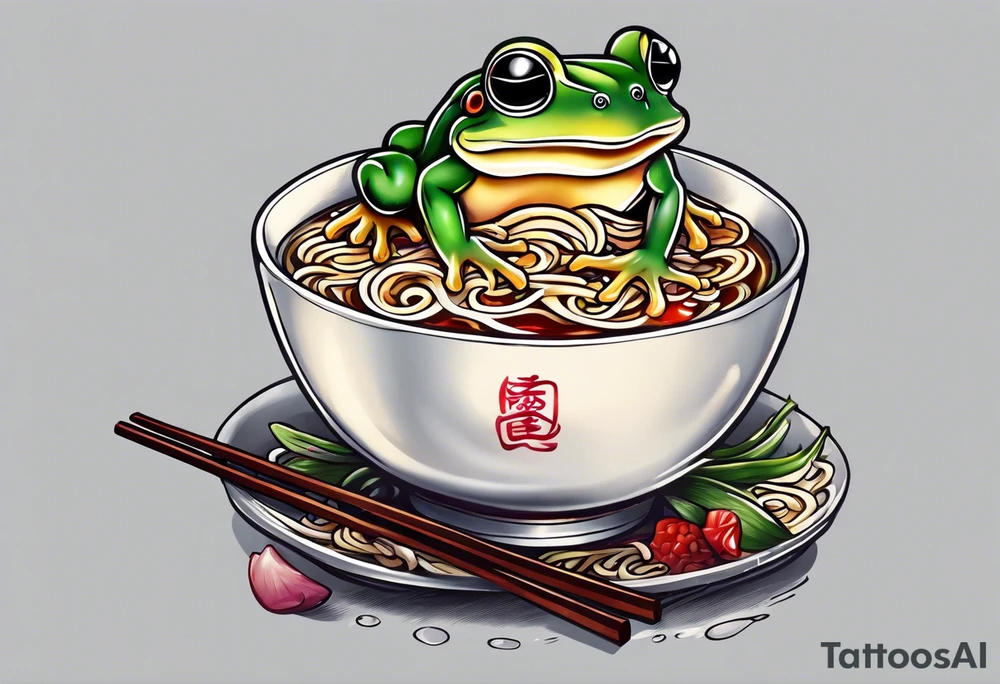 Ninja frog eating a ramen tattoo idea